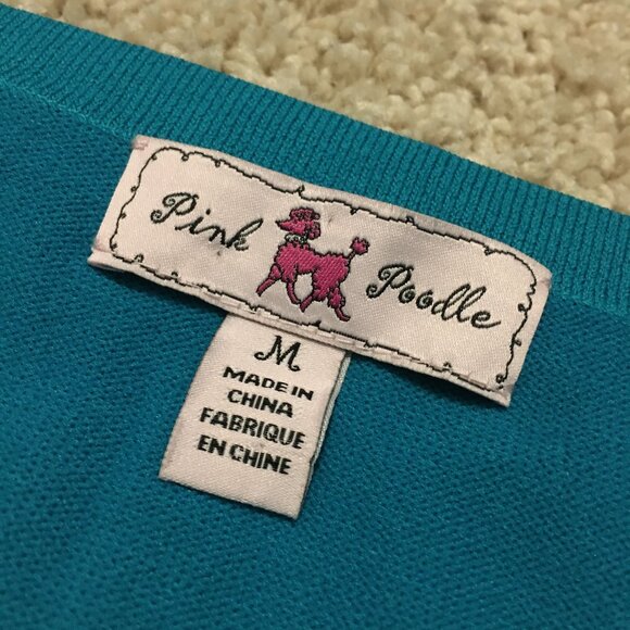 Pink Poodle Teal Mermaid Scale and Diamond Bead Cap Sleeve Top - Picture 9 of 16